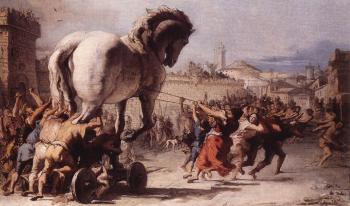 Giovanni Domenico Tiepolo : The Procession Of The Trojan Horse In Troy